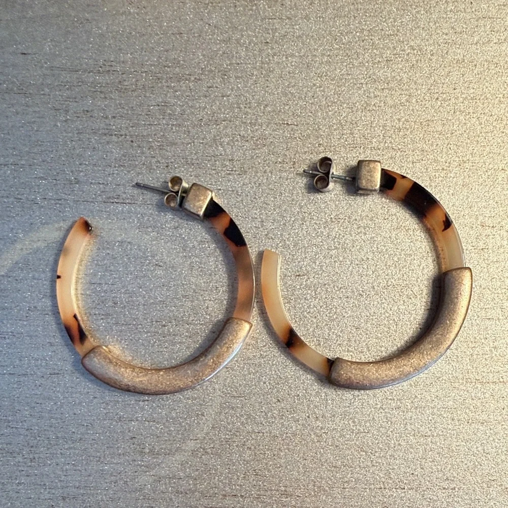 LOFT Brown and Tan Hoop Earrings